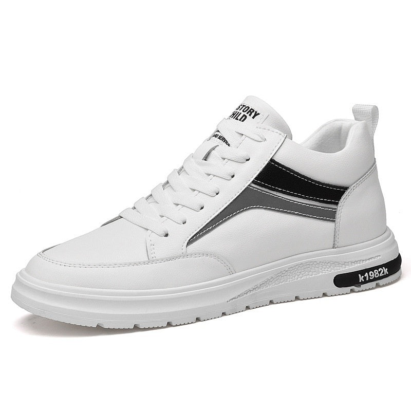 “Men’s white height-increase casual sneakers with 6CM lift — Trend Step”