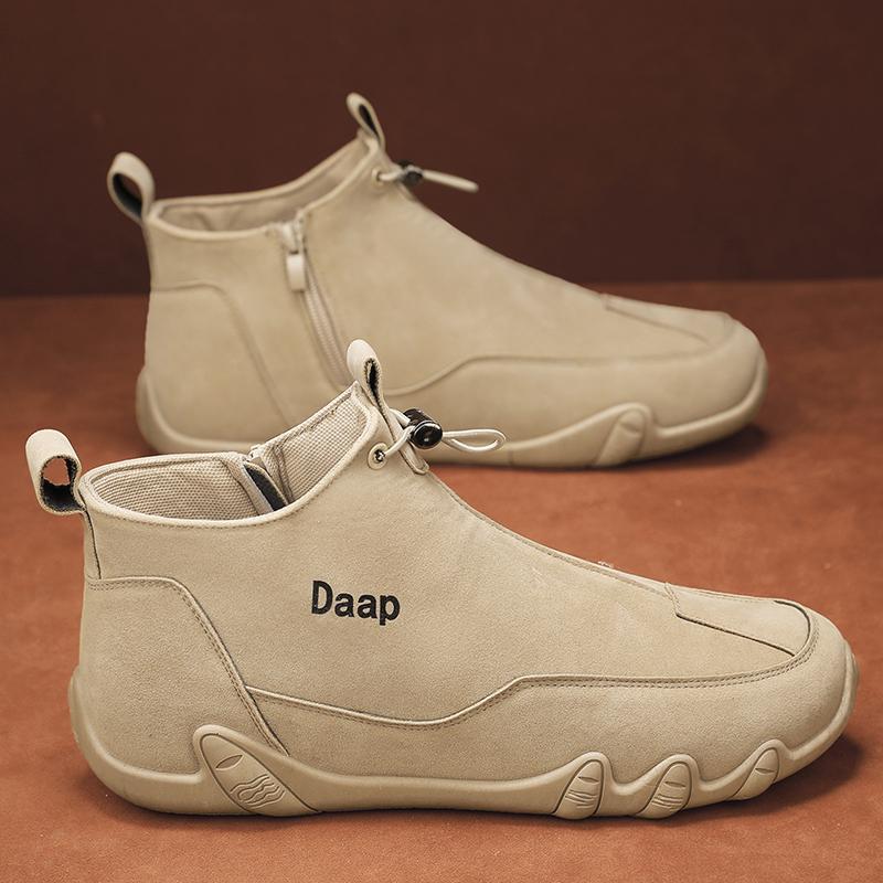 “Men’s outdoor non-slip leather protection boots in beige high-top design — Trend Step”