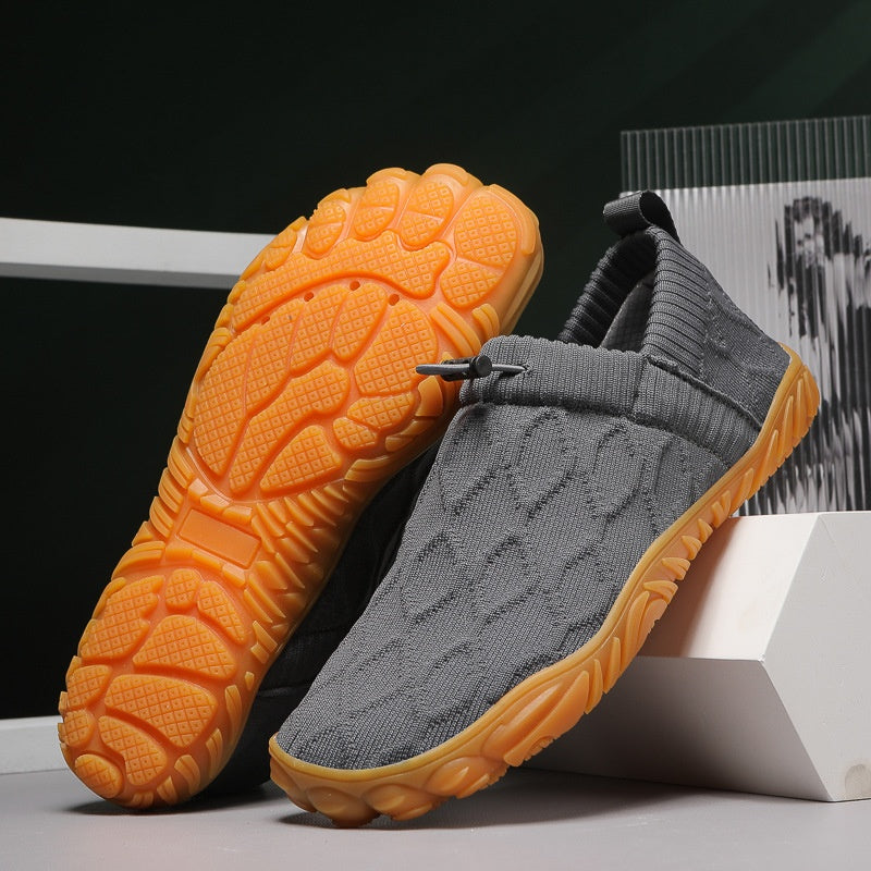 “Men’s outdoor warm running shoes with breathable knit upper and soft-bottom cushioning — Trend Step active footwear”