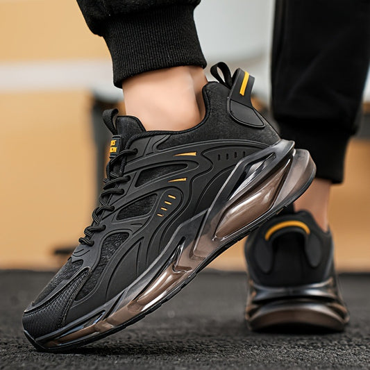 “Black men’s shock-absorbing air-cushion sports sneakers with cushioned sole — Trend Step”