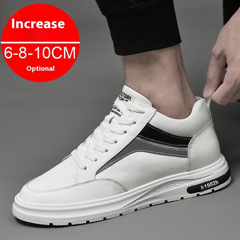 “Men’s white height-increase casual sneakers with 6CM lift — Trend Step”