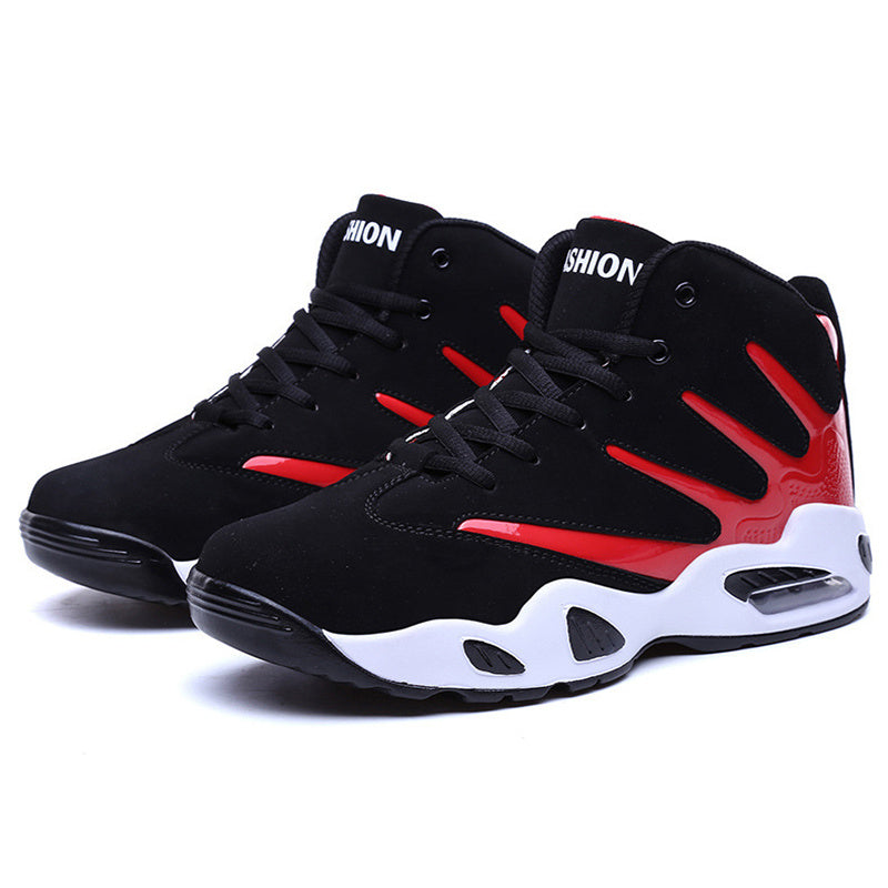 Men’s black and white air-cushion performance running shoes with breathable design — Trend Step