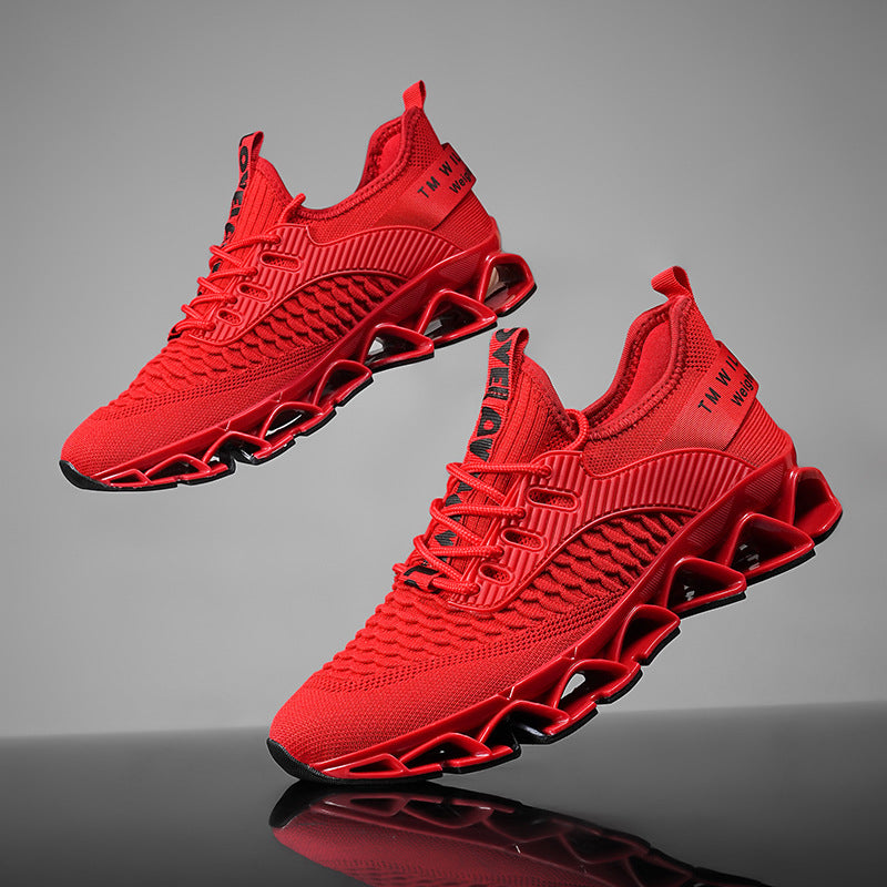 “Men’s red mesh blade running shoes with lightweight shock-absorbing sole — Trend Step”