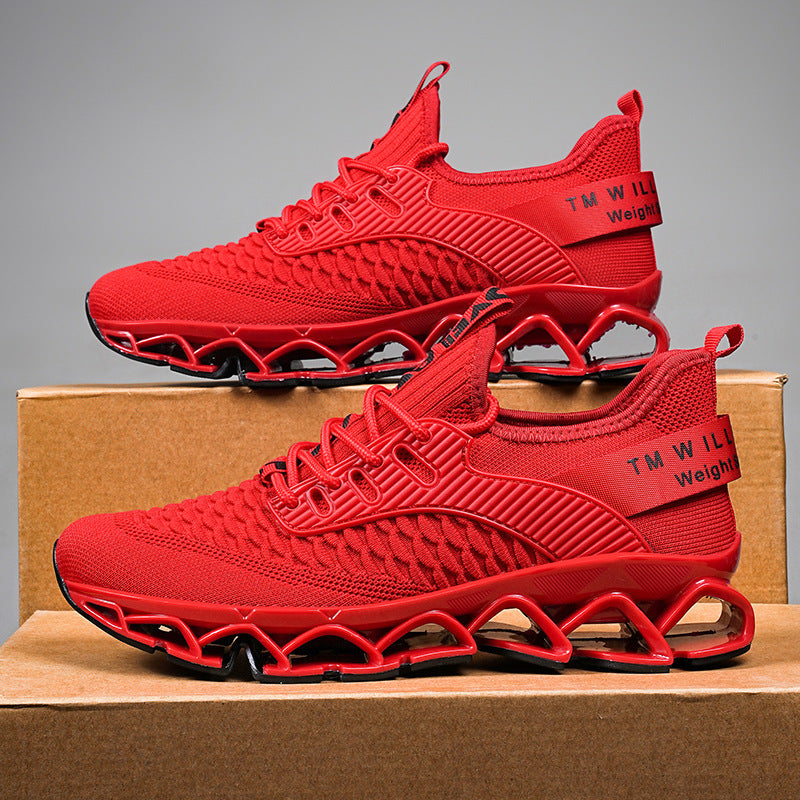 “Men’s red mesh blade running shoes with lightweight shock-absorbing sole — Trend Step”