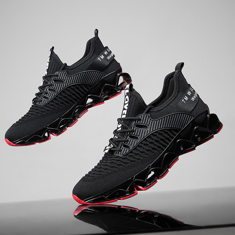 “Men’s black mesh blade running shoes with lightweight shock-absorbing sole — Trend Step”