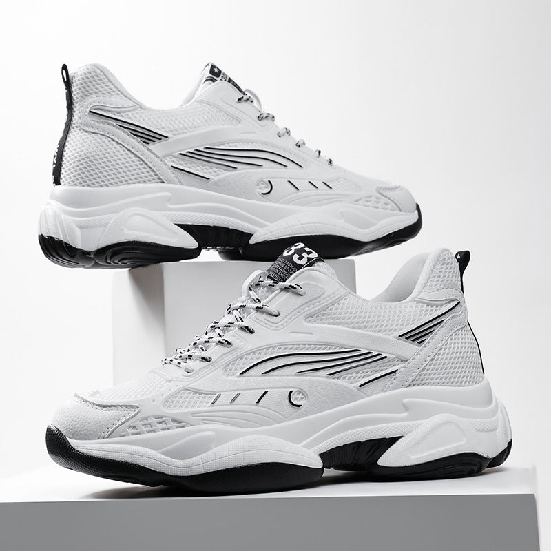 “White breathable men’s mesh performance sneakers with cushioned sole — Trend Step”