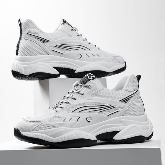 “White breathable men’s mesh performance sneakers with cushioned sole — Trend Step”