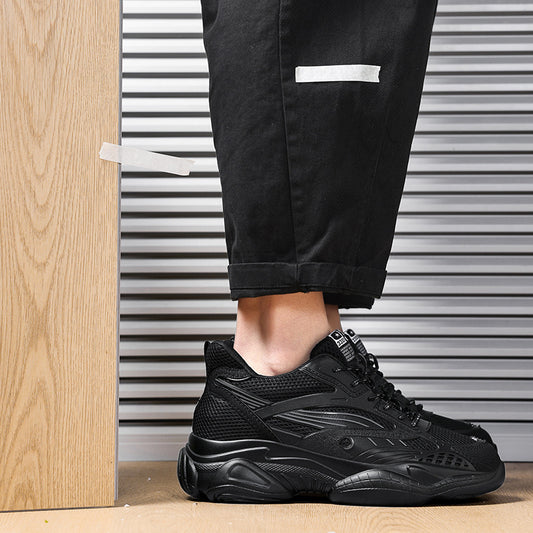 “White breathable men’s mesh performance sneakers with cushioned sole — Trend Step”