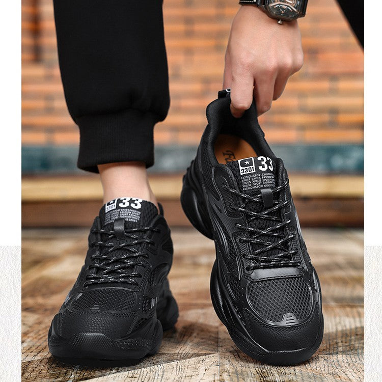 “White breathable men’s mesh performance sneakers with cushioned sole — Trend Step”