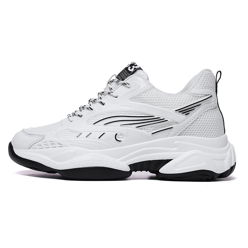 “White breathable men’s mesh performance sneakers with cushioned sole — Trend Step”
