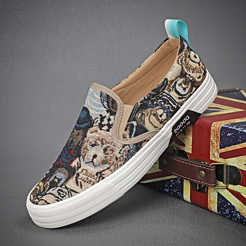 “Men’s breathable woven-pattern slip-on sneakers with cushioned sole — Trend Step”