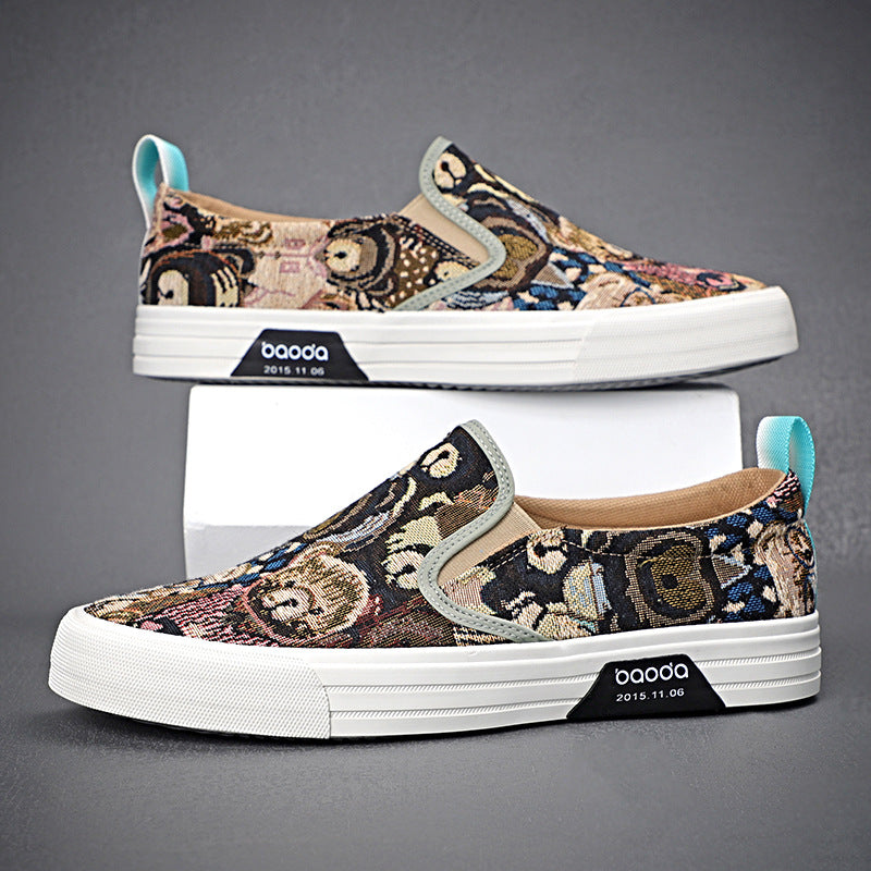 “Men’s breathable woven-pattern slip-on sneakers with cushioned sole — Trend Step”