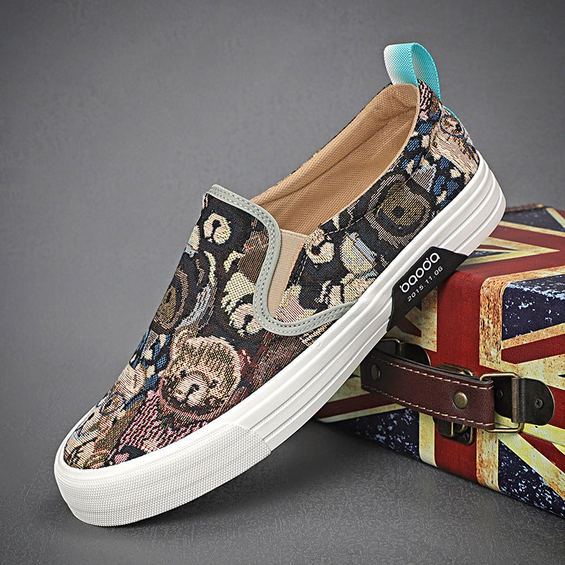 “Men’s breathable woven-pattern slip-on sneakers with cushioned sole — Trend Step”