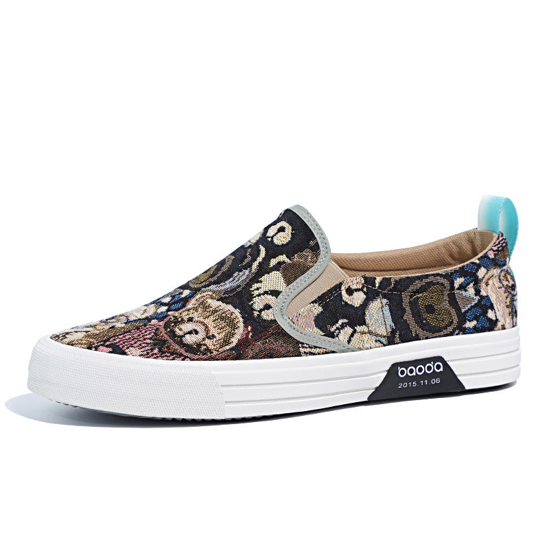 “Men’s breathable woven-pattern slip-on sneakers with cushioned sole — Trend Step”