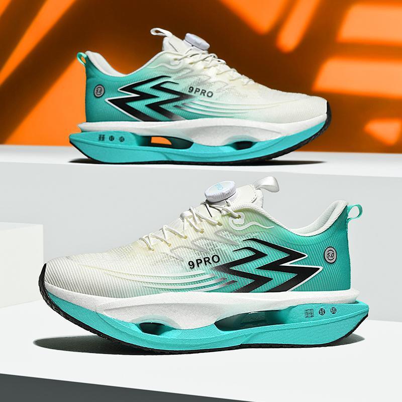 Men’s carbon plate running shoes with explosive cushioning and teal performance sole — Trend Step