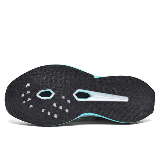 Men’s carbon plate running shoes with explosive cushioning and teal performance sole — Trend Step