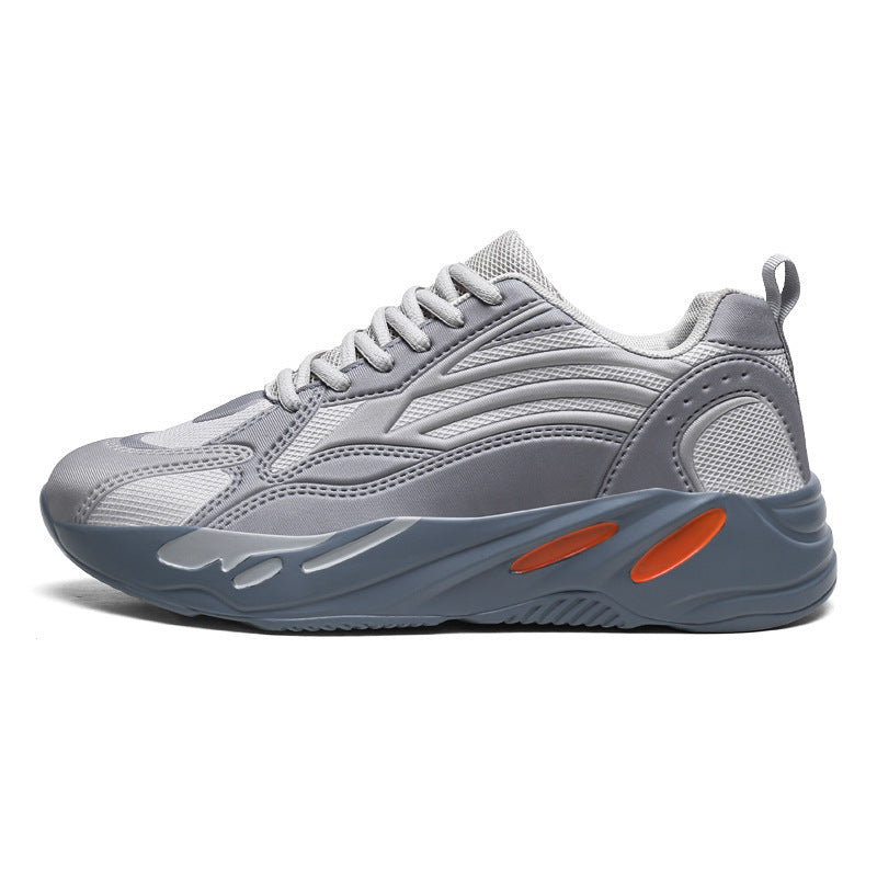 Men’s chunky-sole breathable performance running shoes in beige with mesh layers — Trend Step