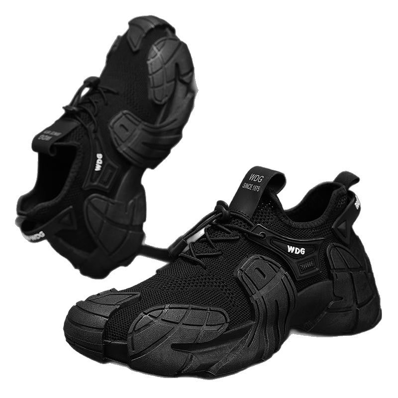 “Men’s beige fly-woven mesh thick-sole streetwear sneakers — Trend Step performance footwear”