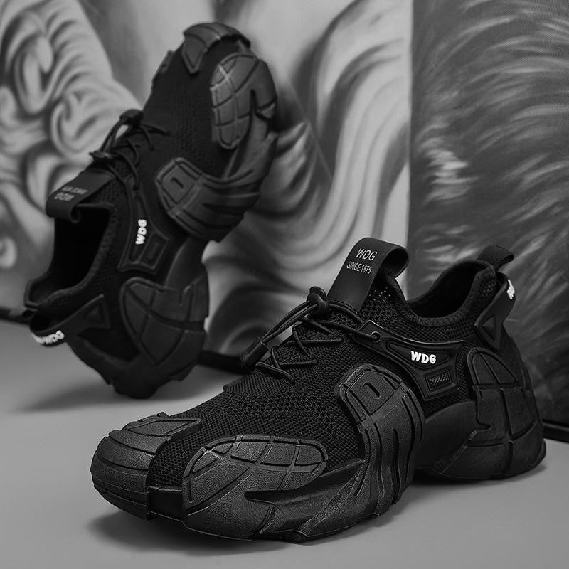 “Men’s beige fly-woven mesh thick-sole streetwear sneakers — Trend Step performance footwear”