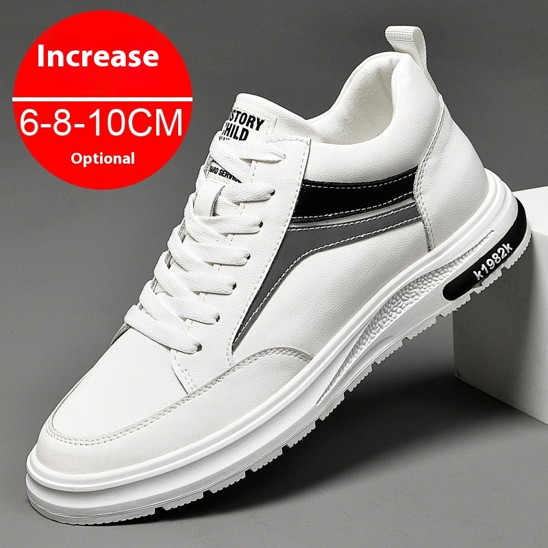 “Men’s white height-increase casual sneakers with 6CM lift — Trend Step”