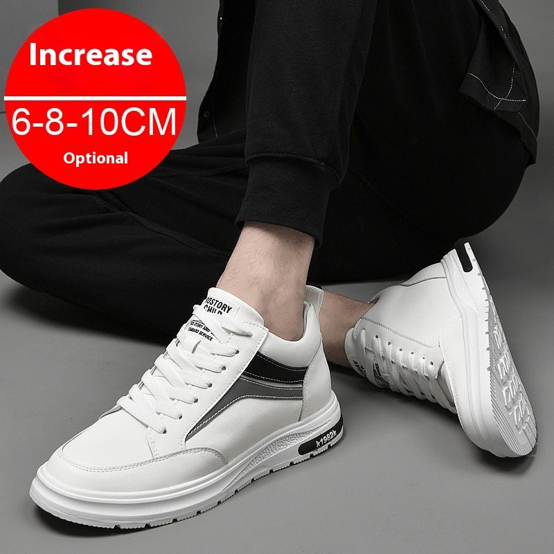 “Men’s white height-increase casual sneakers with 6CM lift — Trend Step”