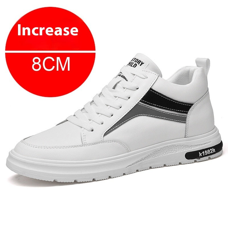 “Men’s white height-increase casual sneakers with 6CM lift — Trend Step”