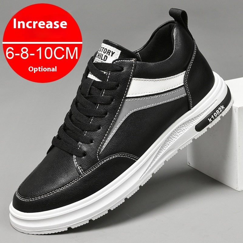 “Men’s black height-increase casual sneakers with 6CM lift — Trend Step”