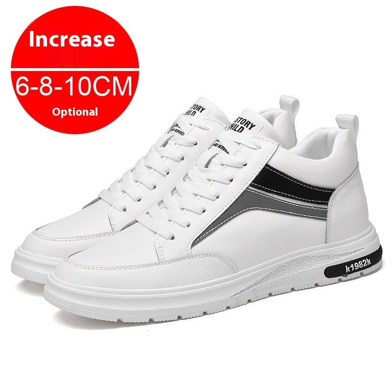 “Men’s white height-increase casual sneakers with 6CM lift — Trend Step”
