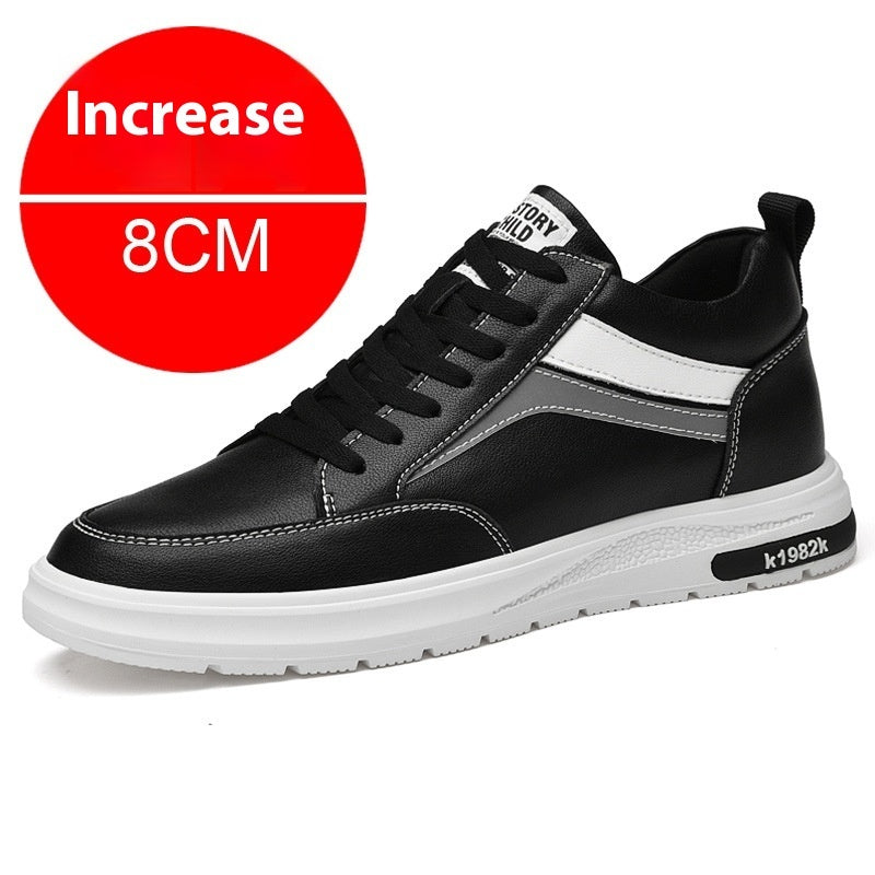 “Men’s black height-increase casual sneakers with 6CM lift — Trend Step”