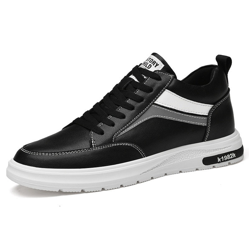 “Men’s black height-increase casual sneakers with 6CM lift — Trend Step”