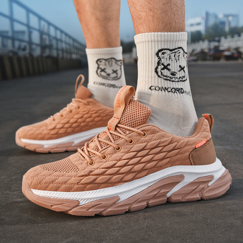 Lightweight breathable men’s performance running shoes with fish-scale knit upper and cushioned sole — Trend Step