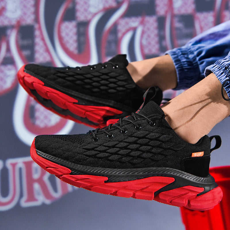 Lightweight breathable men’s performance running shoes with fish-scale knit upper and cushioned sole — Trend Step
