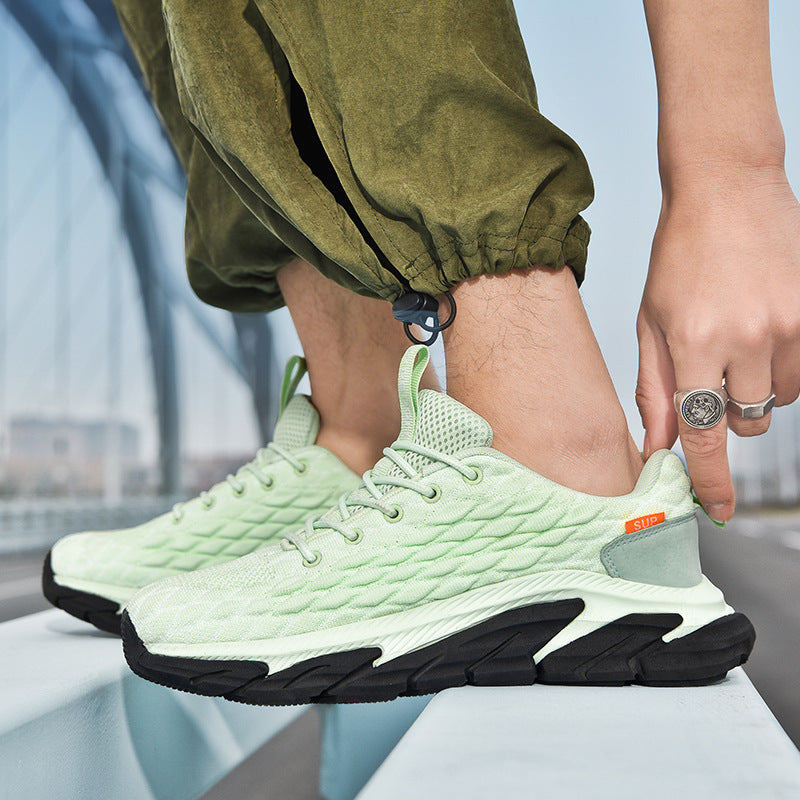 Lightweight breathable men’s performance running shoes with fish-scale knit upper and cushioned sole — Trend Step
