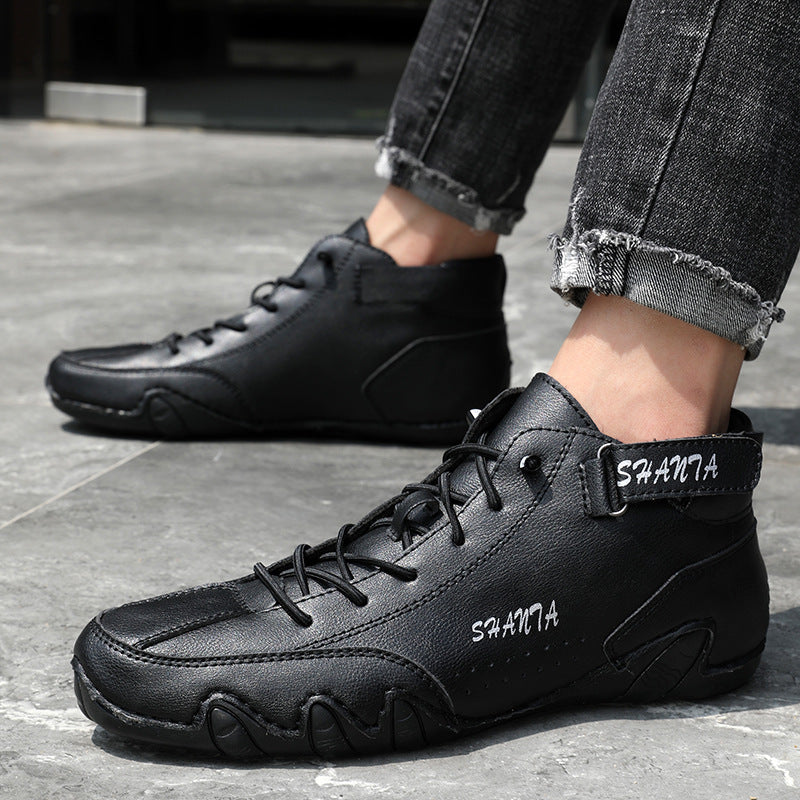 “Black men’s high-top Martin boots with lace-up design and lightweight sole – Trend Step”