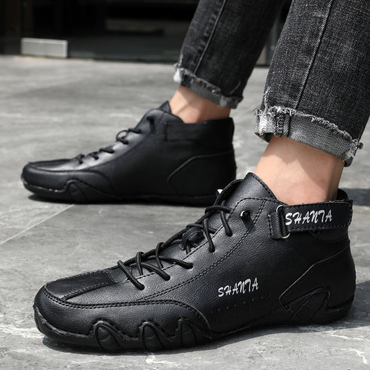 “Black men’s high-top Martin boots with lace-up design and lightweight sole – Trend Step”