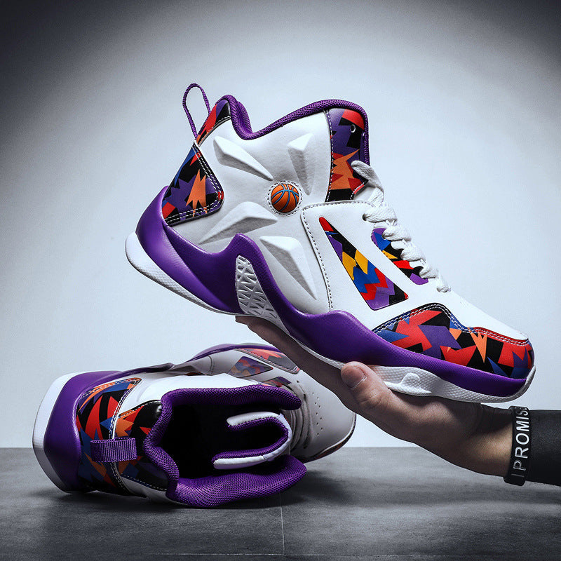 Men’s high-top breathable performance running shoes with colorful athletic detailing — Trend Step