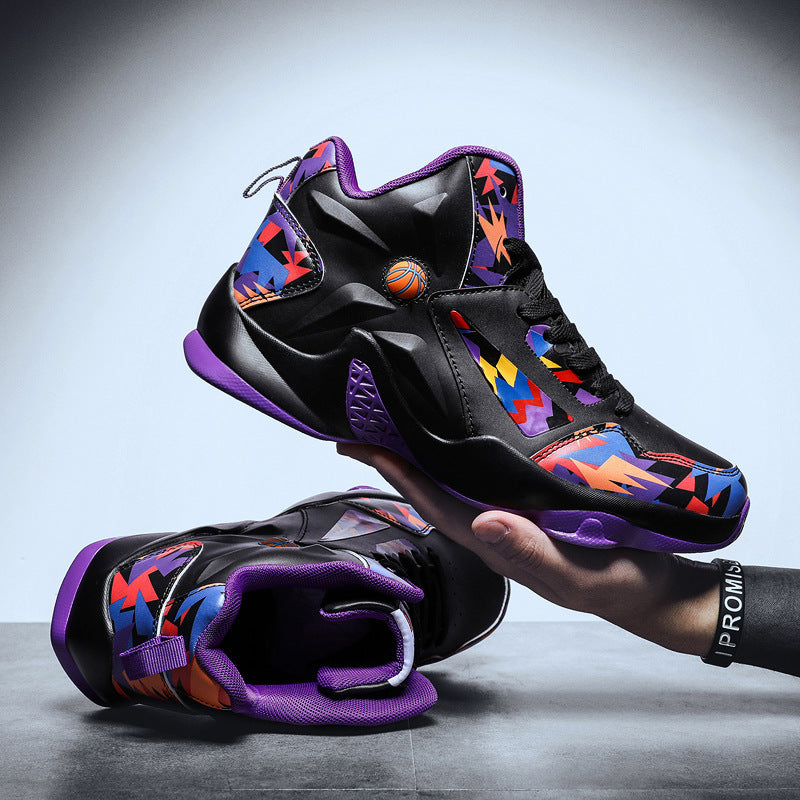 Men’s high-top breathable performance running shoes with colorful athletic detailing — Trend Step