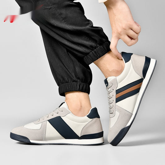 “Women’s lightweight casual running sneakers in beige and navy — Trend Step stylish comfort footwear”