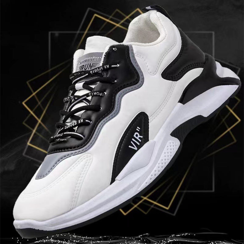 Men’s lightweight black and white breathable running shoes with cushioned sole — Trend Step luxury footwear
