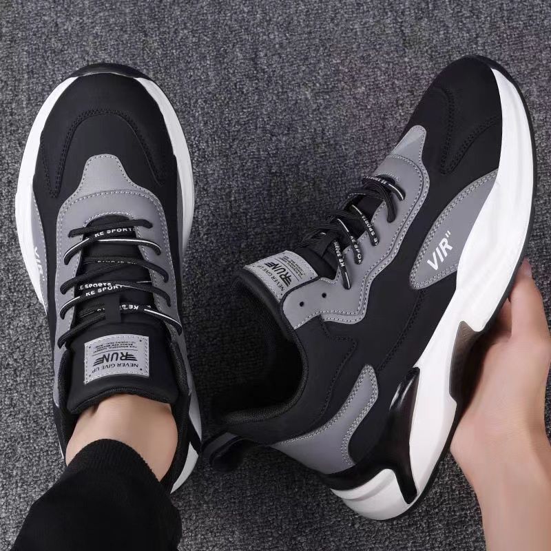 Men’s lightweight black and white breathable running shoes with cushioned sole — Trend Step luxury footwear