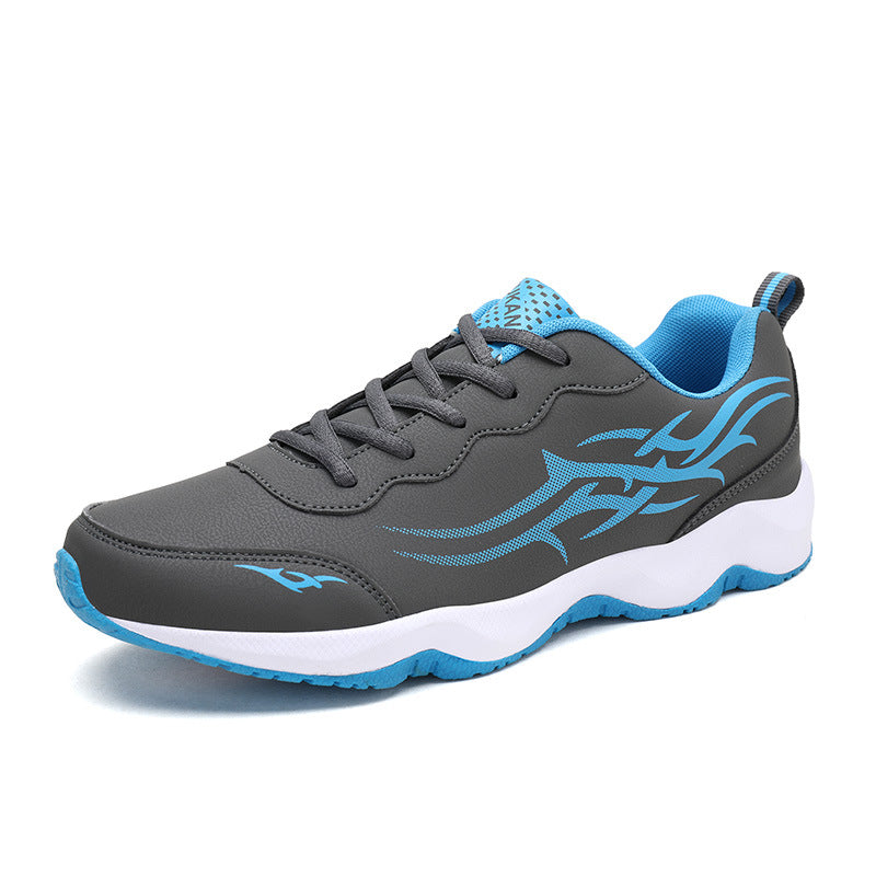 “Men’s lightweight soft-sole fitness running sneakers in grey and blue — Trend Step active footwear”