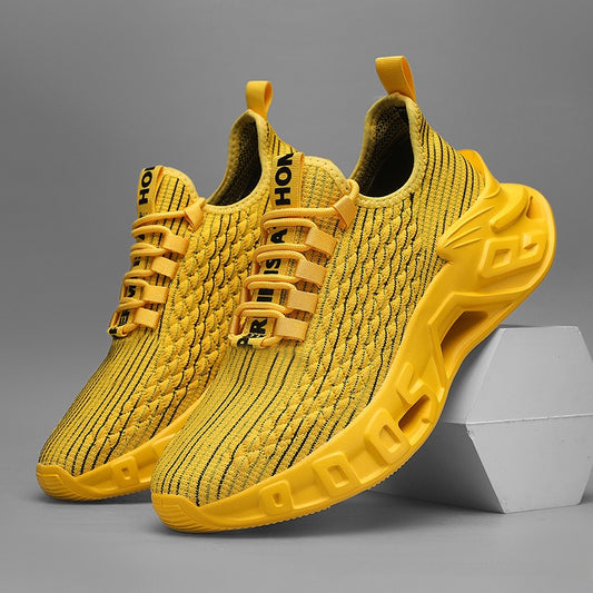 “Men’s breathable mesh blade running shoes in bold sport style — Trend Step performance footwear”