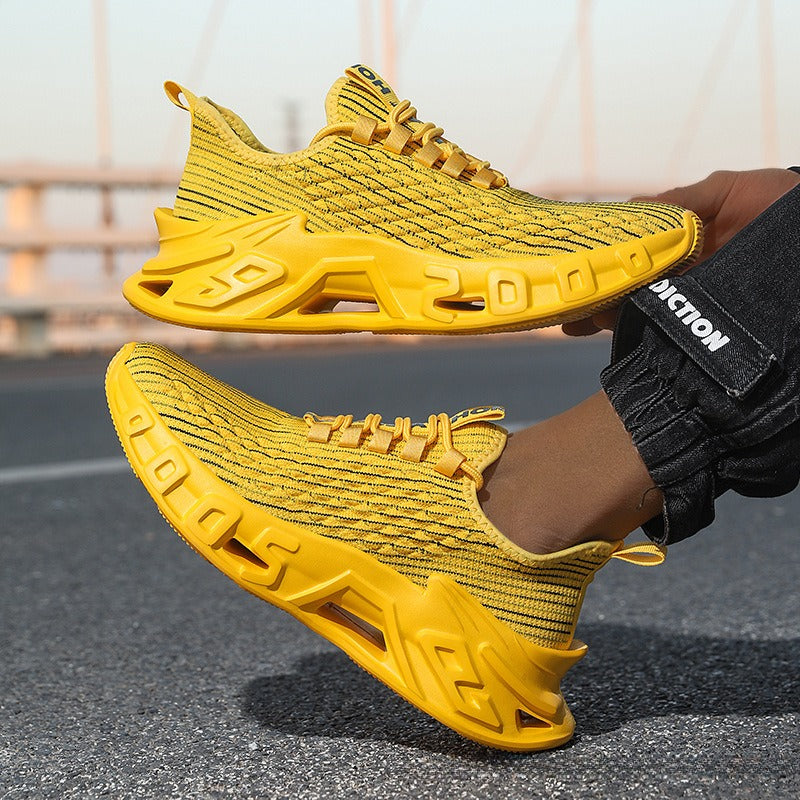 “Men’s breathable mesh blade running shoes in bold sport style — Trend Step performance footwear”
