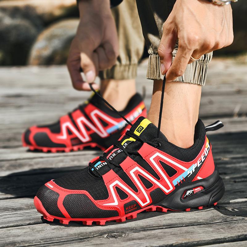“Outdoor lightweight breathable men's trail sneakers with mesh upper and rugged grip sole — Trend Step performance footwear”