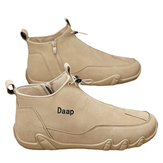 “Men’s outdoor non-slip leather protection boots in beige high-top design — Trend Step”
