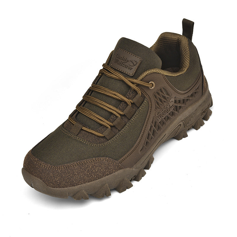Men’s outdoor non-slip tactical hiking shoes with rugged grip sole in desert brown — Trend Step