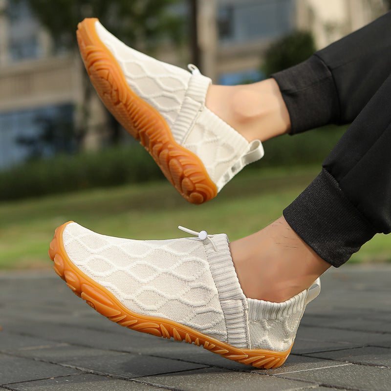 “Men’s outdoor warm running shoes with breathable knit upper and soft-bottom cushioning — Trend Step active footwear”