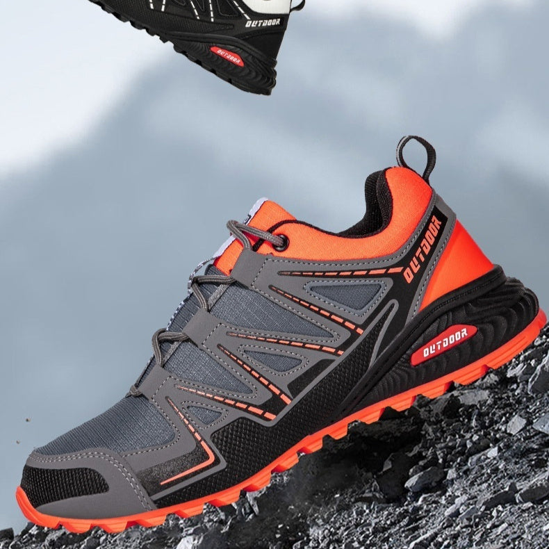 “Men’s plus-size outdoor running shoes with rugged grip sole and breathable mesh — Trend Step performance footwear”