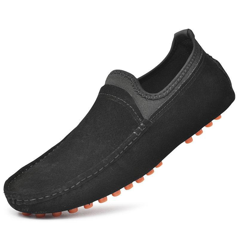 “Men’s brown suede slip-on casual comfort shoes with flexible rubber sole — Trend Step”