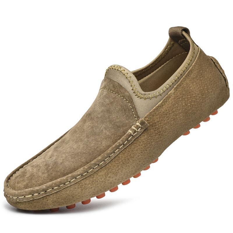 “Men’s brown suede slip-on casual comfort shoes with flexible rubber sole — Trend Step”